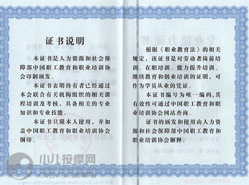 小儿推拿职业技能证书(高级)